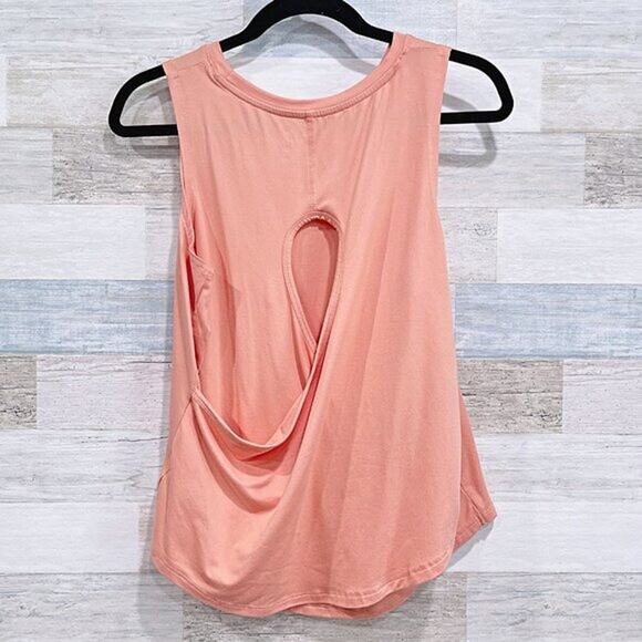 FREELY Cut Out Surplice Back Yoga Tank Orange Activewear Gym Womens Medium - Picture 3 of 5